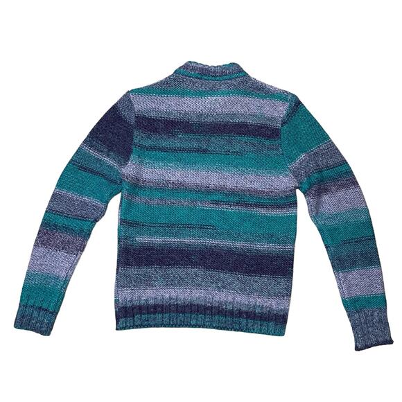 8 by Yoox Jacquard Striped Melange Marled Knit Sweater Blue Purple Italy Small - Picture 6 of 9